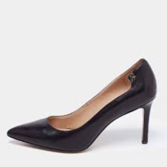 Tory Burch Black Leather Elizabeth Pumps Size 8.5 - Picture 2 of 10